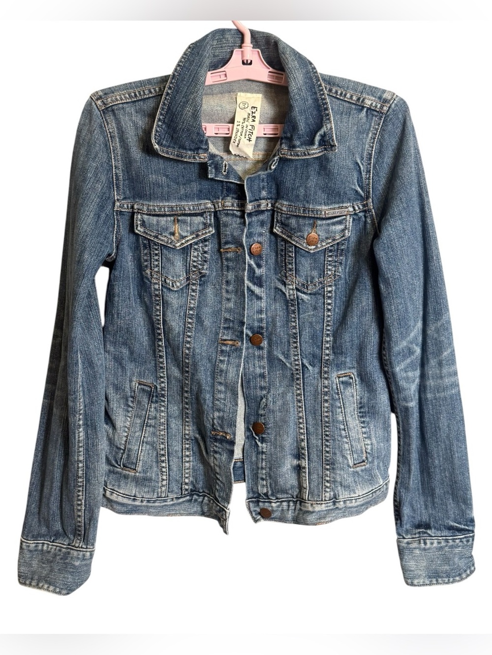 Abercrombie & Fitch Y2K Ezra Fitch Women’s Denim Jean Jacket Sz M Cotton Stretch